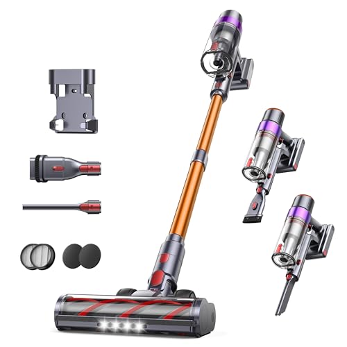 Cordless Vacuum Cleaner, 550W 45KPA Cordless Stick Vacuum Cleaner with 60Mins Rechargeable Battery, LED Touch Display, Handheld Vacuum Cleaners for Home/Pet Hair/Carpets/Floors