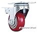 Finnhomy 3 Inch Caster Wheels Set of 4 with Brake Heavy Duty Plate Swivel Casters Premium Polyurethane Wheels PU Load Bearing 2,200 Lbs Lockable Anti-wear Smooth Casters Red