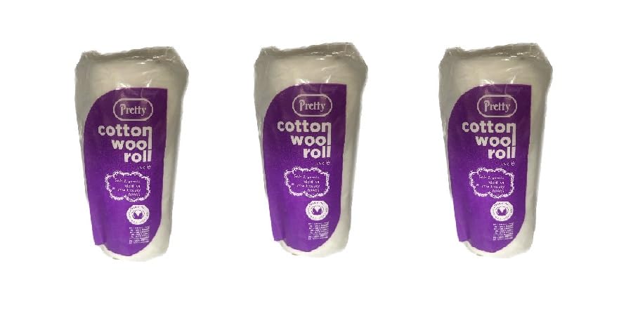 3 Pack of Pretty Cotton Wool (80g Cotton Roll)