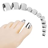 24pcs Beautiful Acrylic False Toes Tips Toenails Sexy Pure Metallic Silver Manicure Nail Tips 24pcs/set N12