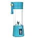 Portable USB Personal Blender Juicer Cup for Smoothies Shakes, Mini Travel Blender,Upgrade 6 Blades,Rechargeable,380ml (Blue)