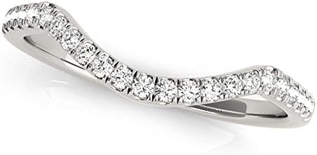 925 Sterling Silver Plated 0.25 ctw White CZ Diamond Curved Stackable Half Eternity Wedding Band Ring For Women