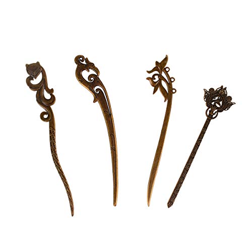 Bleiou 4 Pcs Retro Hair Sticks Vintage Hair Chopsticks Chignon Pin Different Styles Hair Accessory