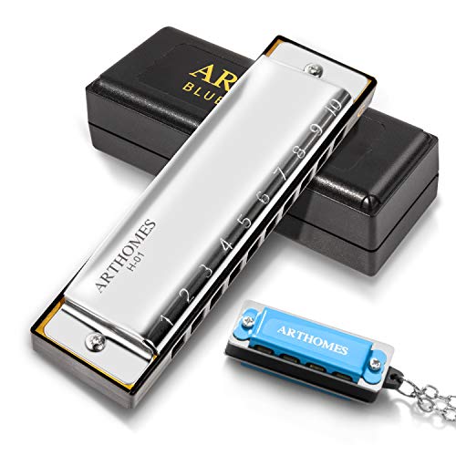 ARTHOMES Harmonica Major Key of C Blues Harmonica 10 Holes 20 Tones