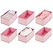 mDesign Fabric Drawer Organizer Bins, Kids/Baby Nursery Dresser, Closet, Shelf, Playroom Organization, Hold Clothes, Toys, Diapers, Bibs, Blankets, 2 Pack - Pink Herringbone