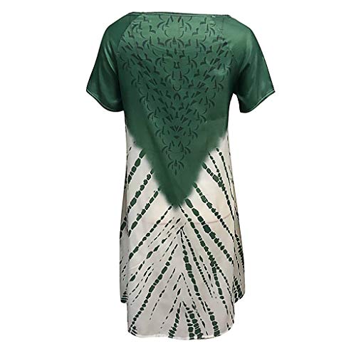 Ximandi Women's Loose O Neck Lace Print Puffy Midi Dresses Ladies Elegant Party Dress Green - Thumbnail 5
