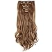 Clip in Hair Extensions 8 PCS 18 Clips 145G Thick Straight Curly Full Head Real Natural Synthetic Fibre Hairpiece 60 colors for Women Lady Girls(17 inch,light brown-curly)