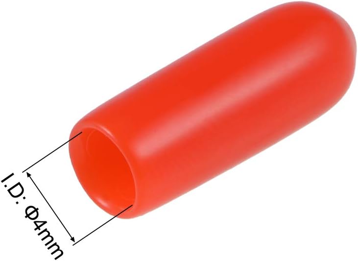 sourcing map 50pcs Rubber End Caps 4mm ID Vinyl Round Tube Bolt Cap Cover Screw Thread Protectors Red - Image 4