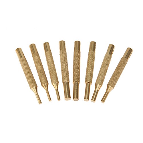 SPIKA Brass Roll Pin Punch Set Including Punch and Hammer with Storage