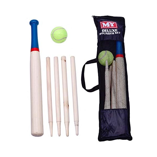 MY-Cricket-Rounders-Sets-Outdoor-Games M.Y Deluxe 6 Piece Wooden Rounders set