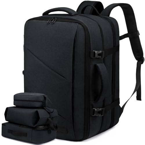 LOVEVOOK 32-50L Handgepäck Rucksack, Supergroßer erweiterbar Reiserucksack Flugzeug, Laptop Rucksack für 18 Zoll Herren Damen, Flug genehmigt Rucksack
