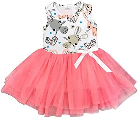 Toddler Baby Girls Easter Holiday Easter Bunny Vest Top Pink Tulle Skirt Dress Sleeveless Casual One Piece Summer Dress