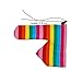 Men's Sexy Weapon for Boudoir Rainbow Stripe Fun Thong G-string Penis Dick Briefs Underwear (Rainbow)