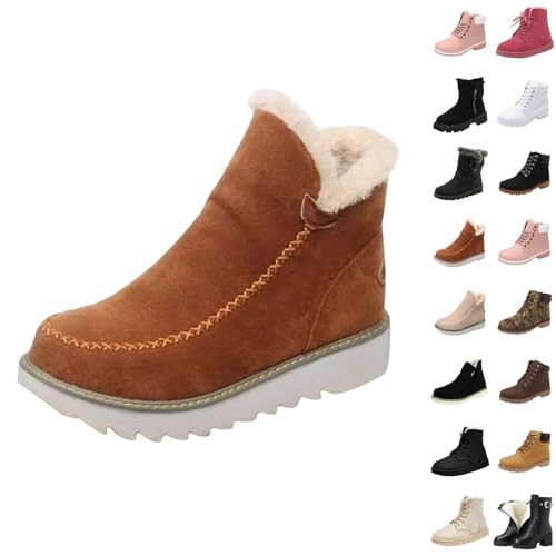 Womens Walking Shoes Winter Boots for Women UK Wide Fit Waterproof Snow Booties Thermal Ankle Boots with Non Slip Cosy Lightweight Arch Support Walking Womens Waterproof