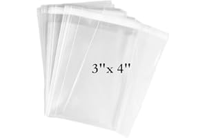888 DISPLAY USA, INC 200 pcs 3x4 Crystal Clear Resealable Recloseable Cellophane/SelfSeal Bags
