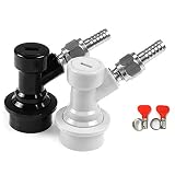 OneBom Ball Lock Disconnect, Gas & Liquid Corny Keg Fittings, MFL 1/4'' Threaded with 5/16'' Stainless Steel Barbed & Hose Clamp (Ball Lock Kit)