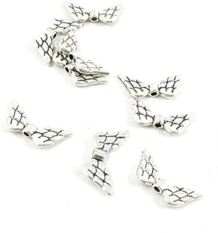 Price per 40 Pieces Antique Silver Tone Jewelry Making Charms Supply W4OM3 Angel Wings Loose Beads