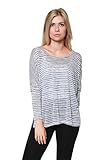 Free to Live Women's Striped Side Slit Lightweight Sweater Top Made in USA