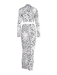 Vestido sexy de manga larga de leopardo para mujer, 2 piezas, cuello de muelle, cintura alta, vestido de mujer Vestidos