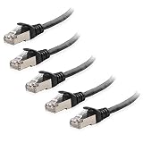 Cable Matters 5-Pack Snagless Cat 6a, Cat6a (SSTP, SFTP) Shielded Ethernet Cable in Black 14 Feet
