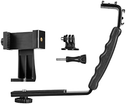 IMORDEN Metal L-Shape Bracket Holder with Universal 360 Degree Rotatable Mobile Phone Holder and Gopro Adapter for iPhone, Samsung, Huawei, Phone Width: 5.5cm/2.17’’-10cm/3.94’’, Gopro, Light Camera