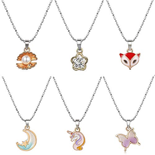 image for PinkSheep Clip On Earrings and Necklace for Little Girls, 6 Sets, Unic