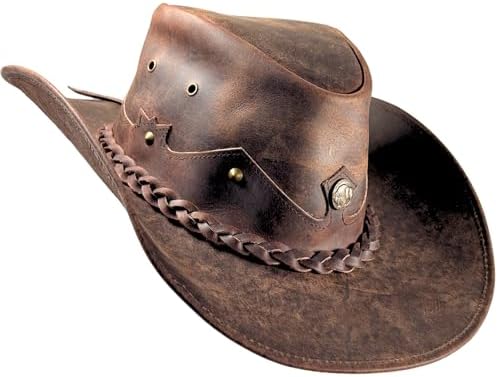 ZEEKSTAR Premium Handcrafted Leather Cowboy Hat with Adjustable