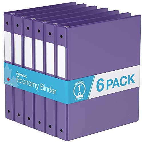 Premium Economy, Round Ring, Binder, 6 Pack (1", Purple)
