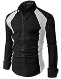 Doublju Mens Dress Shirt with Contrast Side Pannel