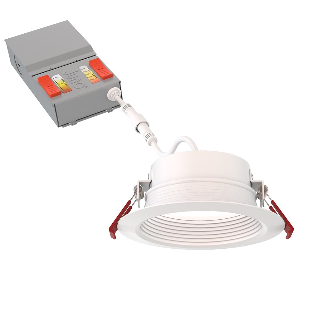 Photo 1 of Juno Canless LED Wafer Light, Round Wafer Downlight, Switchable Color Temperature 2700K/3000K/3500K/4000K/5000K, Deep Regressed Baffled Trim, 4-Inch, Matte White (WF4 Dreg B ALO19 SWW5 90CRI MW M6)
