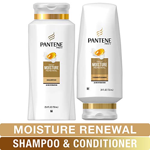 Pantene Moisturizing Shampoo  and Silicon-Free Conditionerfor Dry Hair, Daily Moisture Renewal, Bundle Pack ,1 Set