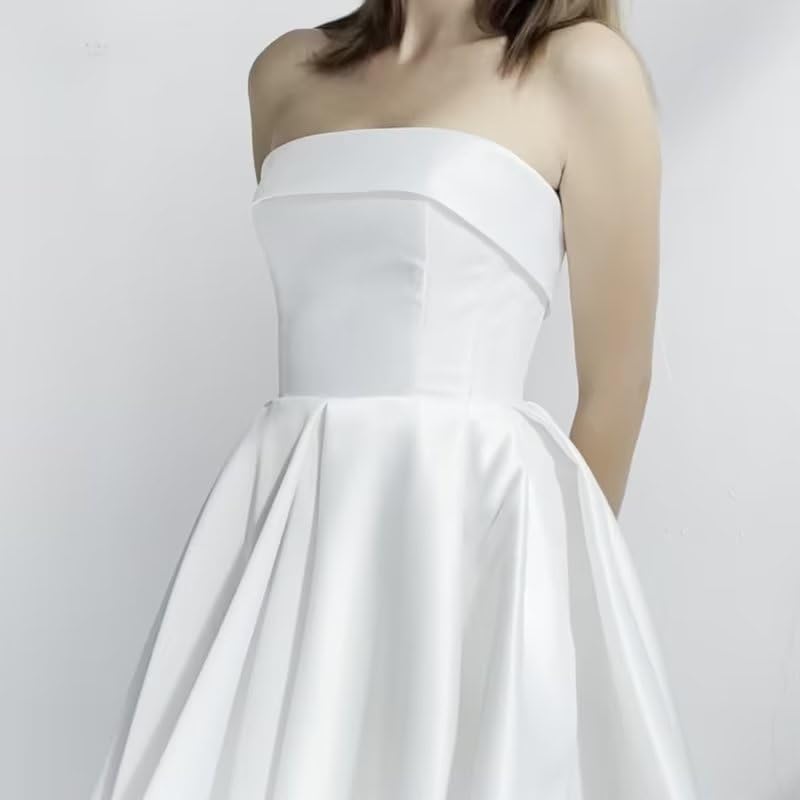 Leeskoot White Short Satin Prom Dresses For Women 2024 Sleeveless A