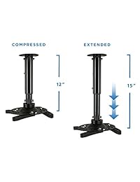mount-it. Proyectores de techo para proyector Soporte universal para Epson, BenQ, Optoma, Viewsonic, Polo De Altura Regulable y brazos, Negro (mi-602b)