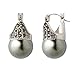 YuanKanJu Linda Schnoll Hematite and Ball Hinged Pierced Earrings - Tahitian Grey Faux Pearl