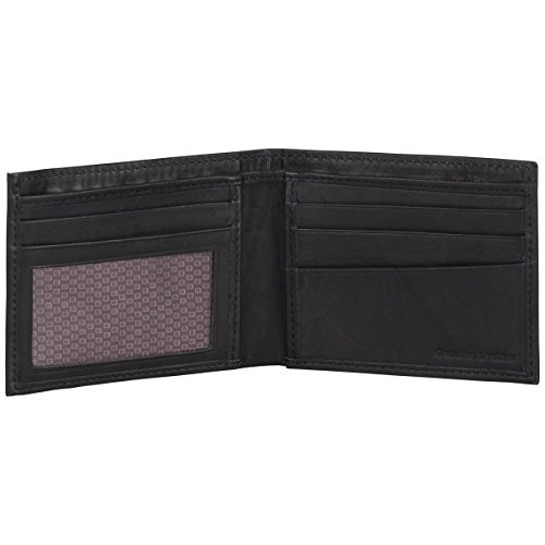 Ben-Sherman-Mens-Slimfold-Genuine-Full-Grain-Leather-Anti-Theft-RFID-Security-Wallet-With-ID-Window-Marble-Crunch-Black-Leather-Bi-Fold-Wallet