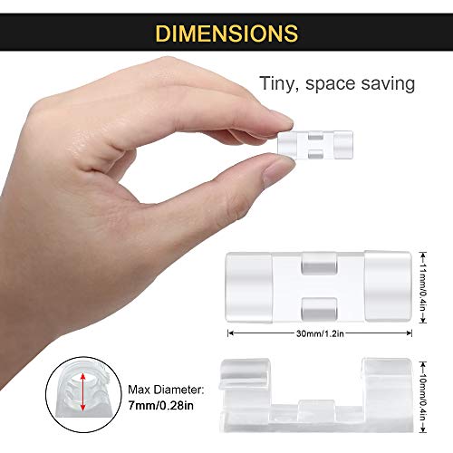 Self Adhesive Cable Clips Black Management Wire Clip Cord Holder 40 Pack (Transparent)