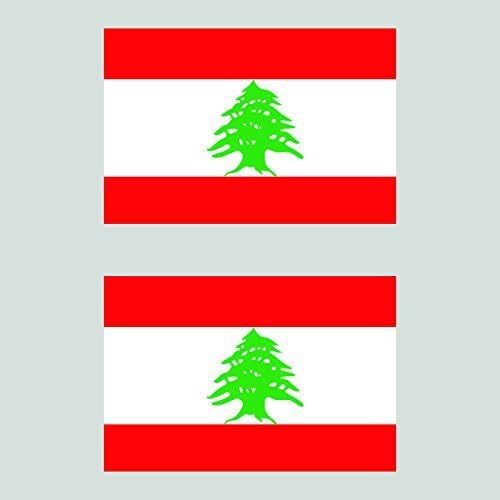 Two Pack Lebanese Flag Sticker Decal Lebanon Cedar Tree Made in USA