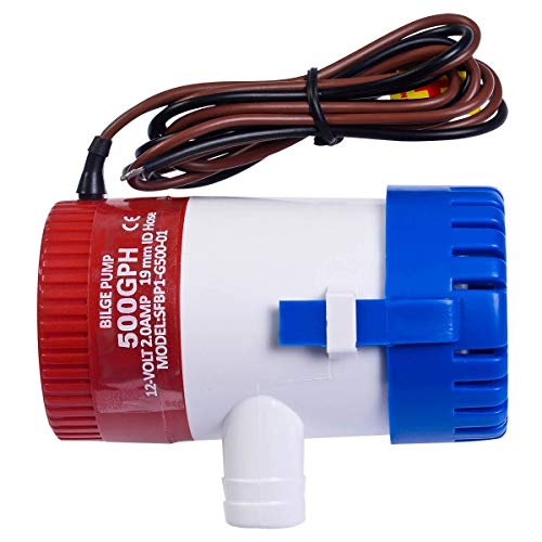 image for MD Group Watercraft Fuel Pump & Part, 12V 2.0A 500 GPH Electric Bilge 