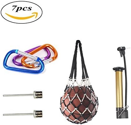 Basketball Mesh Bag, Ball Pump, Pump Needles, Carabiners, Sport Equipment Drawstring Net Ball Bags Carrier For Football Soccer Volleyball, 7 pack