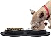 Friends Forever Cat Feeding Station - 2 x Stainless Steel Pet Bowls with Non-Skid No Spill Silicone Mat for Cats Small Puppy, Large
