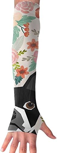 Boston Terrier Florals Unisex Protection Hand Cover Arm Sleeves Cool Cover Sun For Outdoor Activities 1 Pair