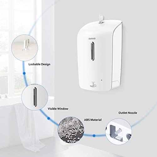 SVAVO Automatic Soap Dispenser Wall Mounted Hand Sanitizer Dispenser 33.8oz/1000ml Touchless Liquid Soap Dispenser Sensor Soap Dispenser Pump for Bathroom Kitchen Commercial