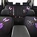 CAR PASS Universal Fabric Car Seat Covers,Print Purple Flower and Butterfly Seat Covers Full Set with Airbag Compatible, Fit Sedans,Cars,Vans,Suitable for Women & Girly (Black and Purple)