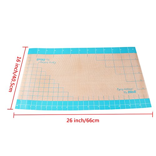 26" x 16" Silicone Pastry Fondant Mat with Measurements for Baking Dough Rolling Mat Countertop Mat Oven Liner