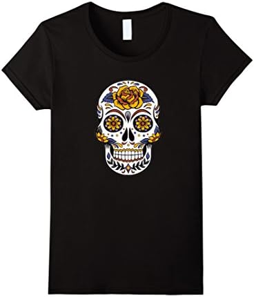 Womens Awesome Sugar Skull T shirt  Medium Black