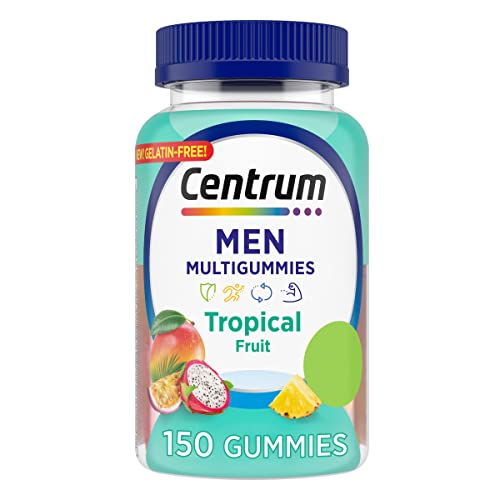 Centrum Men's Multivitamin Gummies, Tropical Fruit Flavors Made from