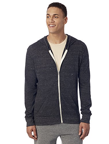 Alternative Men's Eco Zip Hoodie Sweatshirt, Eco Black, Medium