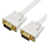 DTECH Slim Flexible 15 Feet VGA Cable Male to Male 1080p High Resolution Computer Monitor Cord - White - 5m (Color: white, Tamaño: 15ft)
