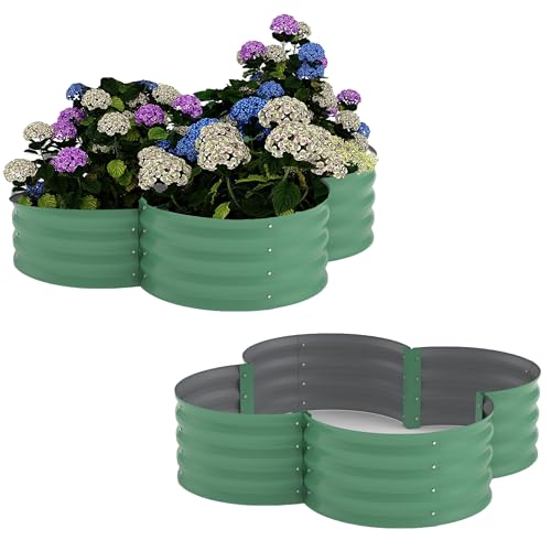 2-Pack Galvanized Raised Garden Bed, 4x4x1ft Outdoor Planter Box with Open Base…