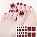6 Sheets Full Toe Nail Wraps Art Polish Stickers Decal Toenail Strips Adhesive False Nail Design Manicure Set with 1Pc Nail Buffers Files for Women Girls